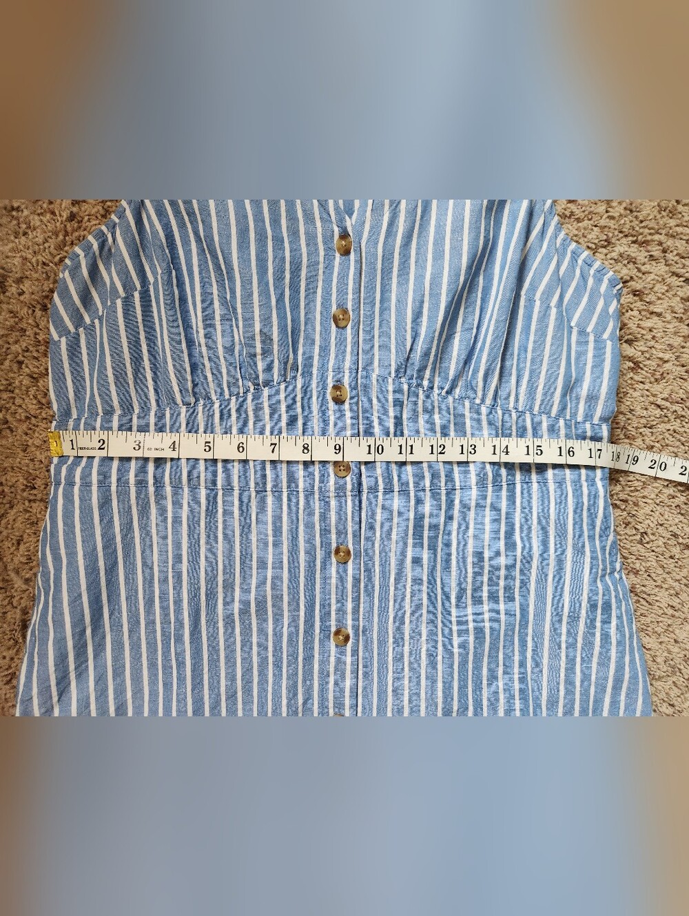 Pact Canopy Linen Blend Button Front Dress Blue Stripe Organic Cotton Size Large - Picture 8 of 10